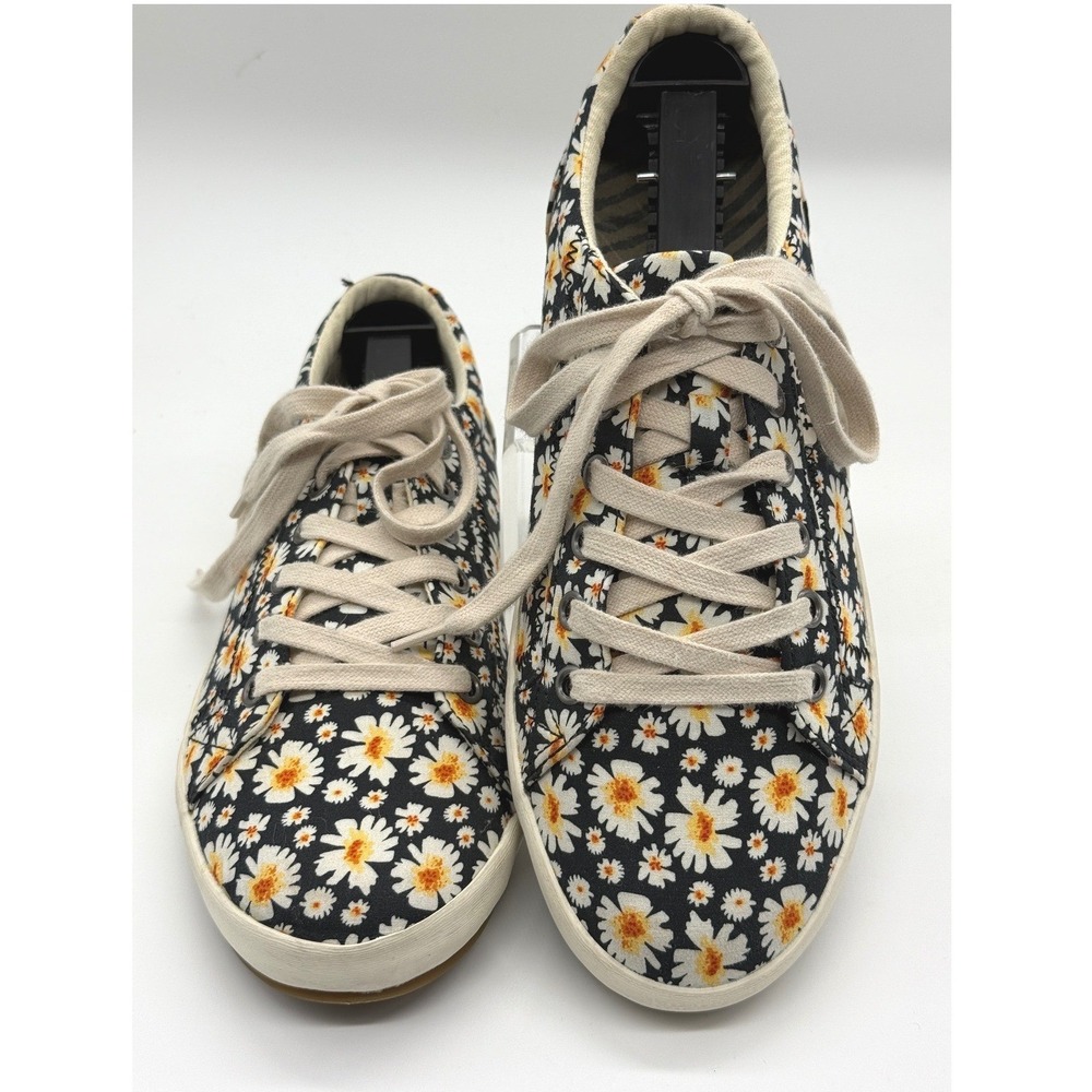 Taos Star Sneakers Women 8.5 Navy Daisy Floral Canvas‎ Lace Up Comfort Shoes